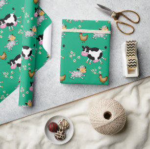 funny farm animals wrapping paper
