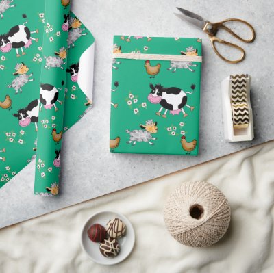 funny farm animals wrapping paper