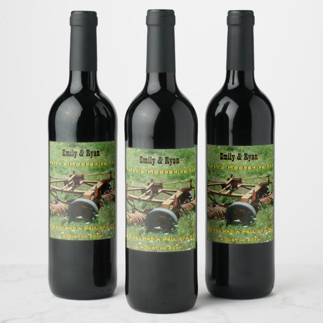 Funny, Farm, Barn Wedding, Moonshine Wine Label (Bottles)