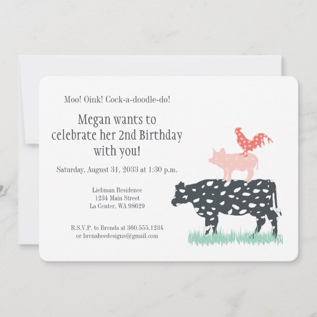 Funny Farm Birthday Party Invitation (Front)