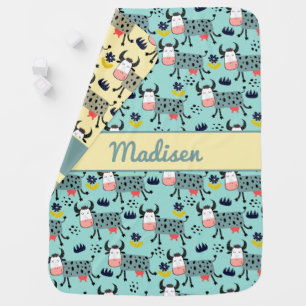 Funny Farm Cows Reversible Baby Blanket