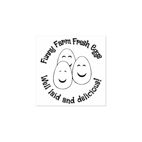 Funny Farm Cute Happy Smiling Eggs v2 Rubber Stamp