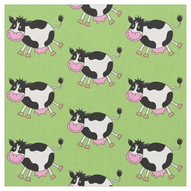 funny farm dancing cow fabric (Close Up)