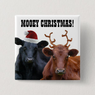 Funny Farm Mooey Christmas Cows Button