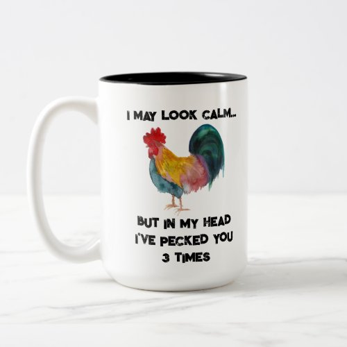 Funny Farm Rooster Two_Tone Coffee Mug