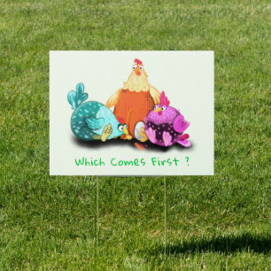 Funny Farm Sign Chickens Waiting Egg To Hatch