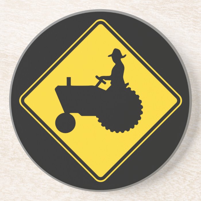 Funny Farm Tractor Road Sign Warning Beverage Coasters