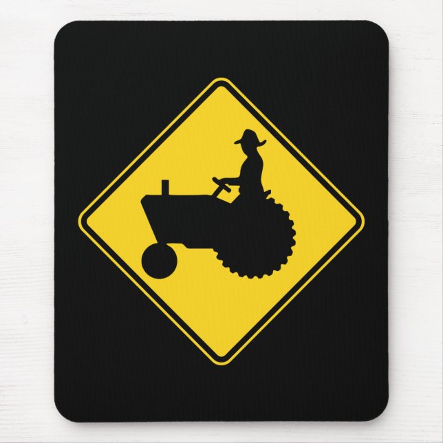 Funny Farm Tractor Road Sign Warning Mouse Pad (Front)
