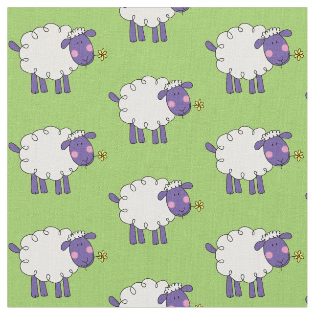 funny farm woolly sheep fabric (Close Up)