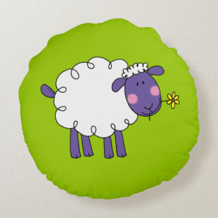 funny farm woolly sheep round pillow