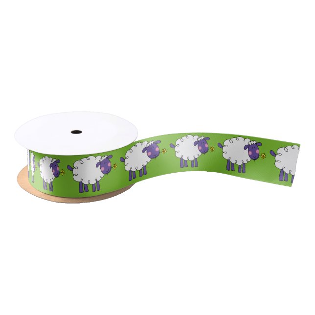 funny farm woolly sheep satin ribbon (Spool)