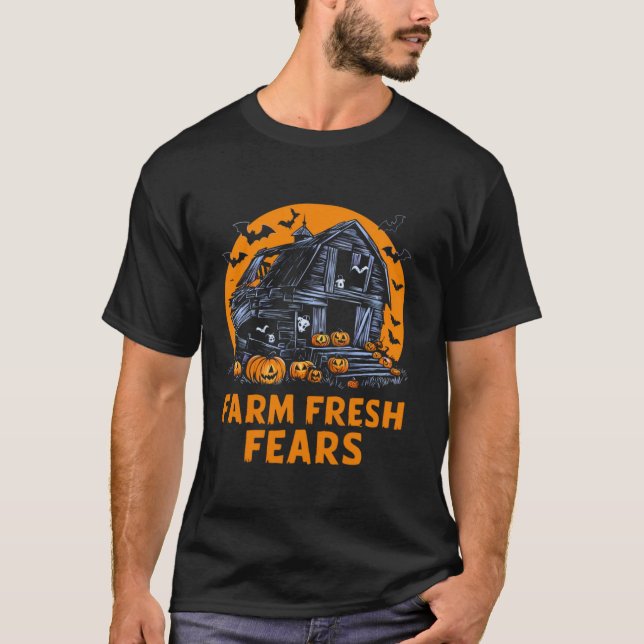 Funny Farmer Costume Halloween Tractor Spooky Pump T-Shirt (Front)
