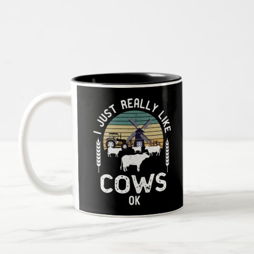 Funny Farmer Gift Idea Cow Lover Present Two_Tone Coffee Mug