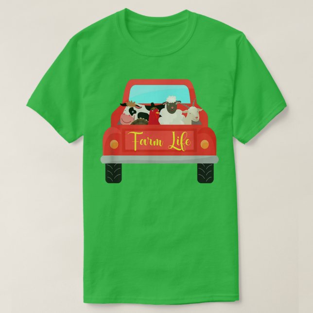 Funny Farmer life Cow Chicken Goat Farm Animal Vin T-Shirt (Design Front)