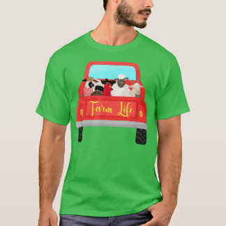 Funny Farmer life Cow Chicken Goat Farm Animal Vin T-Shirt