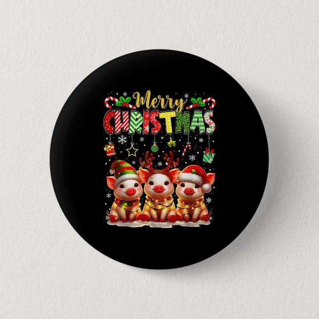 Funny Farmer Merry Christmas Reindeer Santa Gs Fam Button (Front)
