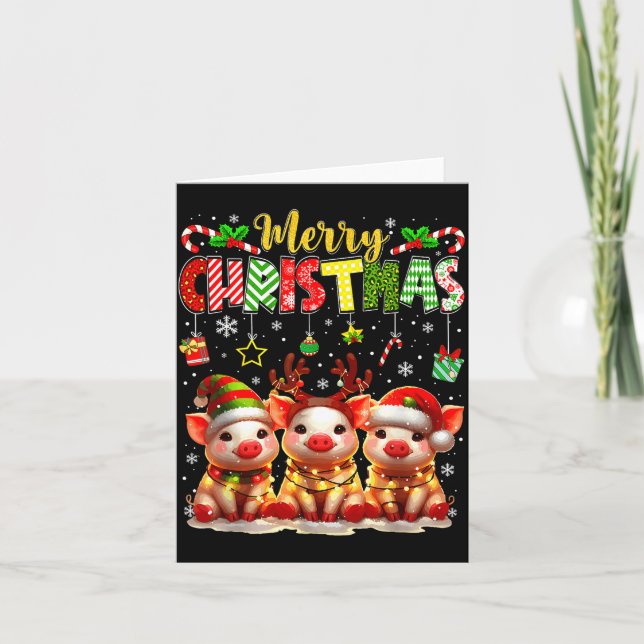 Funny Farmer Merry Christmas Reindeer Santa Gs Fam Card (Front)