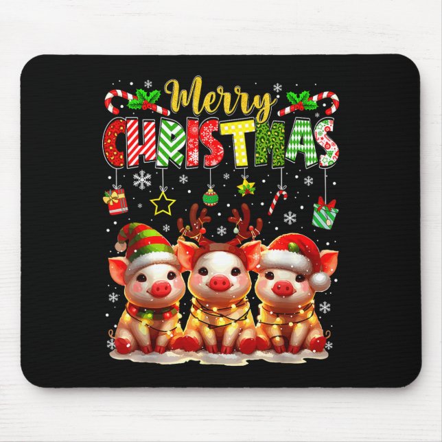 Funny Farmer Merry Christmas Reindeer Santa Gs Fam Mouse Pad (Front)