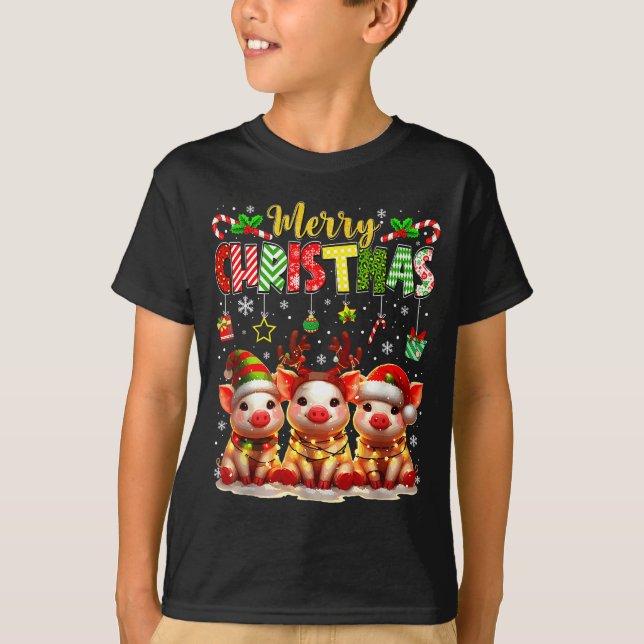 Funny Farmer Merry Christmas Reindeer Santa Gs Fam T-Shirt (Front)