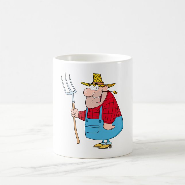 Funny Farmer Pitchfork Overalls and Straw Hat Coffee Mug (Creator Uploaded)