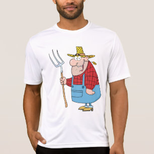 Funny Farmer Pitchfork Overalls and Straw Hat T-Shirt
