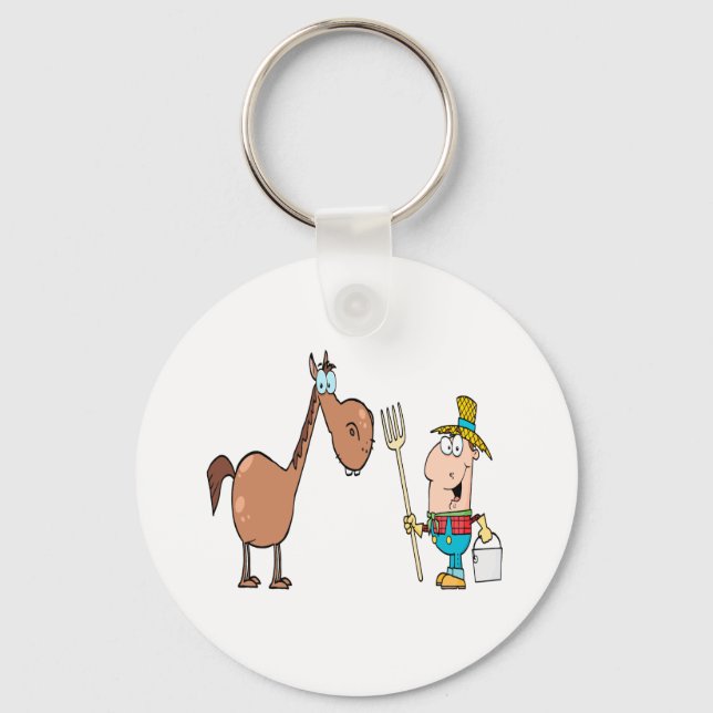 funny farmer with horse keychain (Front)