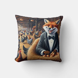 Funny Farmhouse Art Fox in Hen House Stealing Eggs