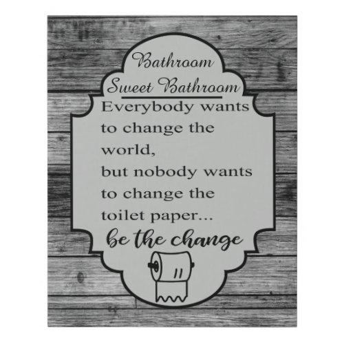 Funny Farmhouse bathroom words decor Faux Canvas Print
