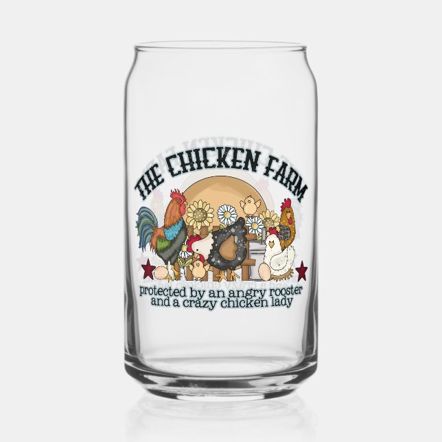 Funny farmhouse chicken farm can glass (Front)