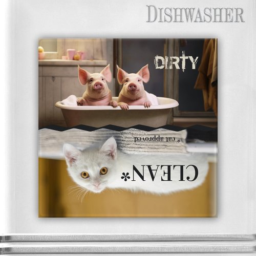 Funny Farmhouse Pig Cat Dishwasher Magnet