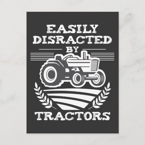 Funny Farming Distracted by Tractors lover Farmer Postcard