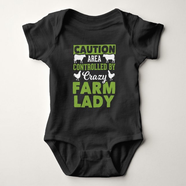 Funny Farming Wife Crazy Farm Lady Baby Bodysuit (Front)
