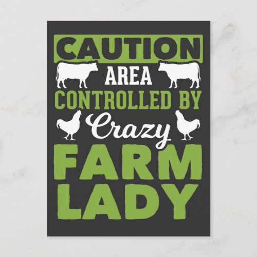 Funny Farming Wife Crazy Farm Lady Postcard