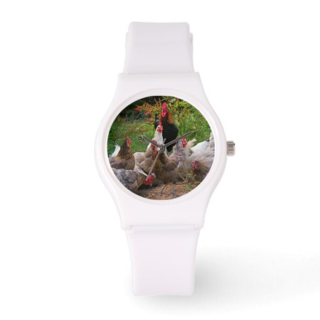 Funny Farmyard Chickens Rooster Sporty Watch