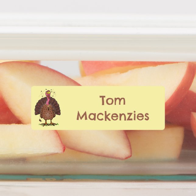 Funny farmyard turkey cartoon personalized labels (Affixed)