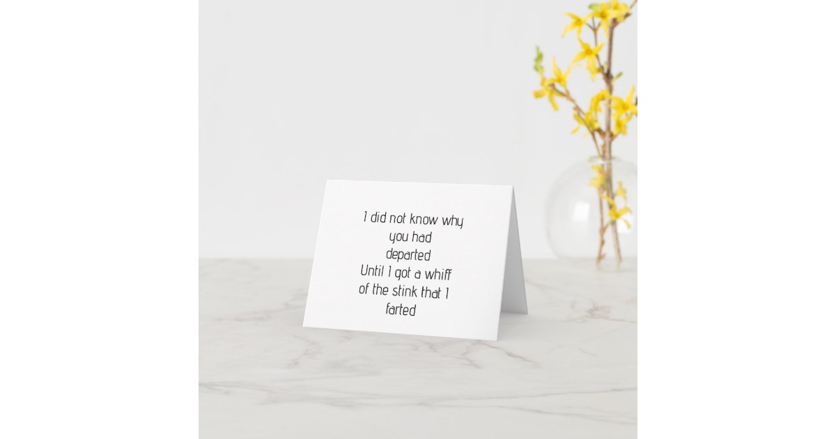 Funny Fart Poem Card | Zazzle