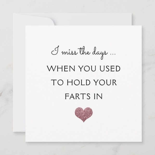 funny fart valentine/anniversary glitter heart holiday card (Front)