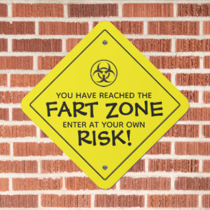 Funny Fart Zone Biohazard Door Metal Sign