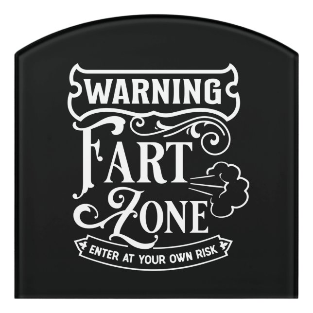 funny fart zone warning word art Door Sign (Contour Front)