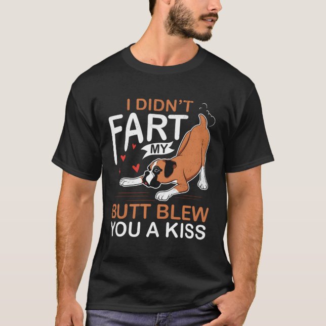 Funny Farting Boxer Dog Gift T-Shirt For Dog Owner (Front)