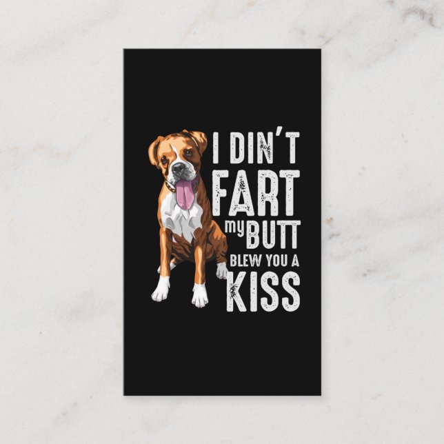 Funny Farting Boxer Dog Lover Joke Business Card (Front)
