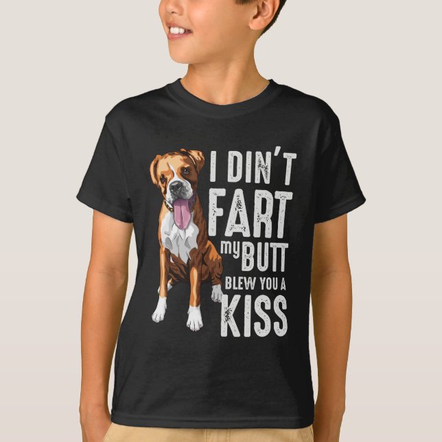 Funny Farting Boxer Dog Lover Joke T-Shirt (Front)