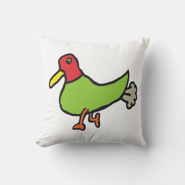 Funny Farting Duck Throw Pillow (Front)