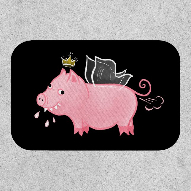 Funny Farting Pig Fairy - Magical Swine Weird Art Patch (Front)