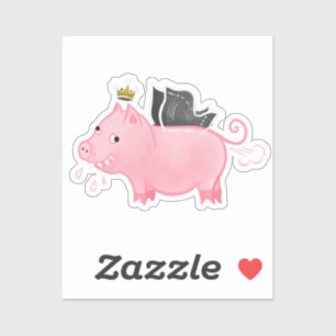Funny Farting Pig Fairy - Magical Swine Weird Art Sticker
