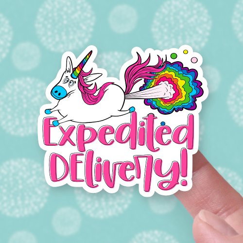 Funny Farting Unicorn Expedited Delivery Business Sticker