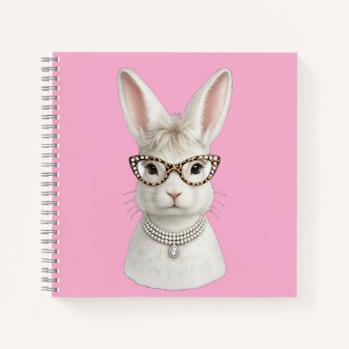 Funny Fashion Bunny with Leopard Glasses Notebook