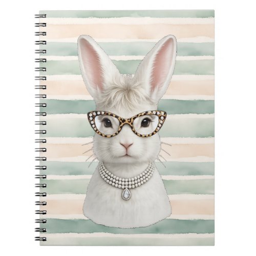 Funny Fashion Bunny with Leopard Glasses Notebook
