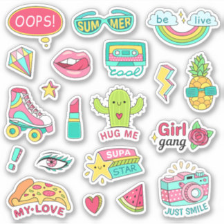 Funny Fashion Teenage Girl Colorful Cute Cartoon Sticker