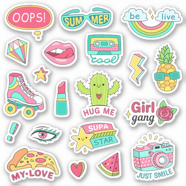 Funny Fashion Teenage Girl Colorful Cute Cartoon Sticker (Front)